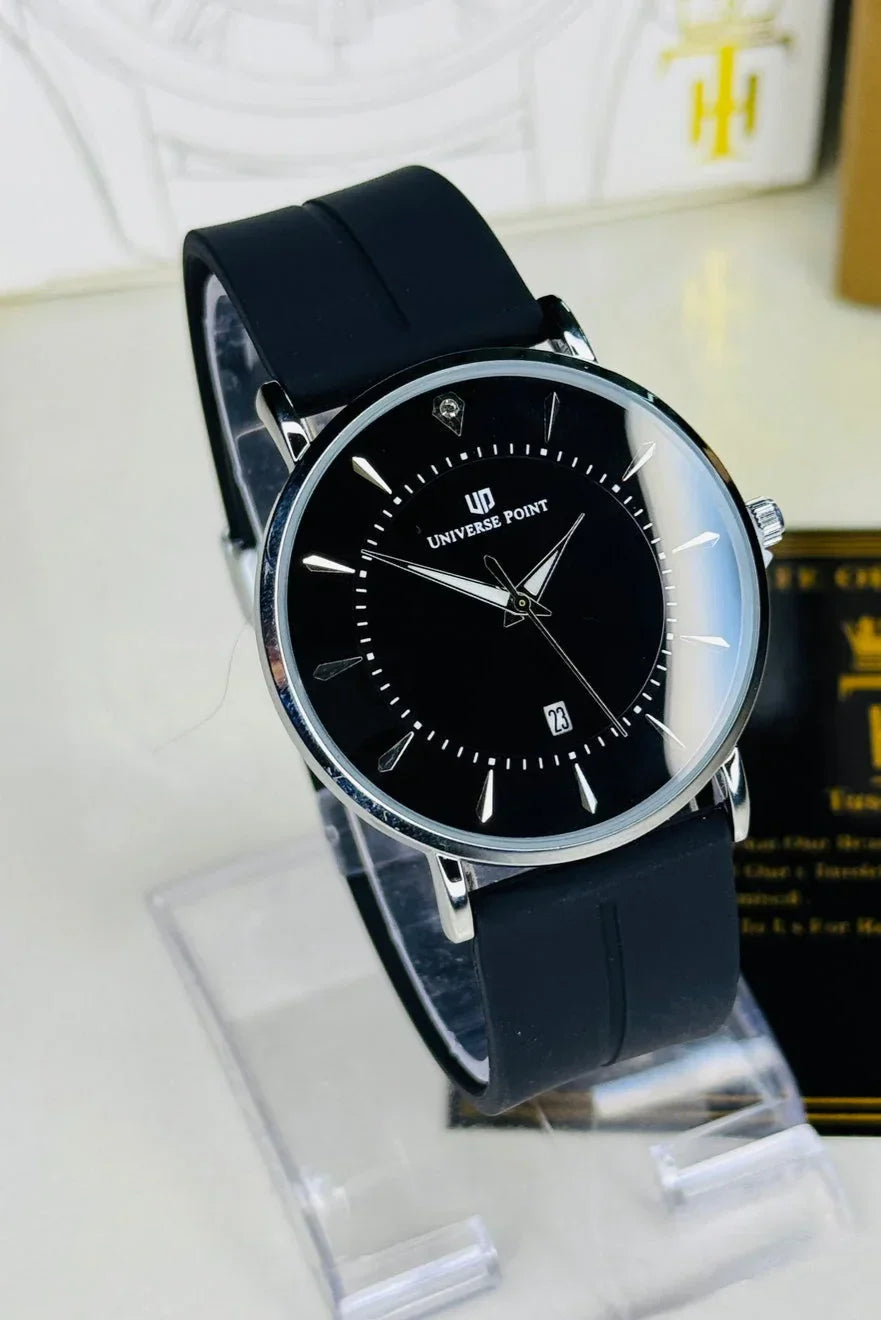 Black Silver Slim Balloon Universe Point Watch